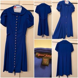 Betsey Johnson Royal Blue Wooden Button Dress 4
*See Measurements* Vintage